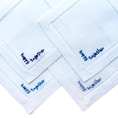 Hand Embroidered Cocktail Napkin Blues