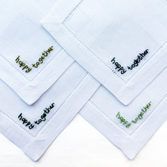 Hand Embroidered Cocktail Napkin Greens