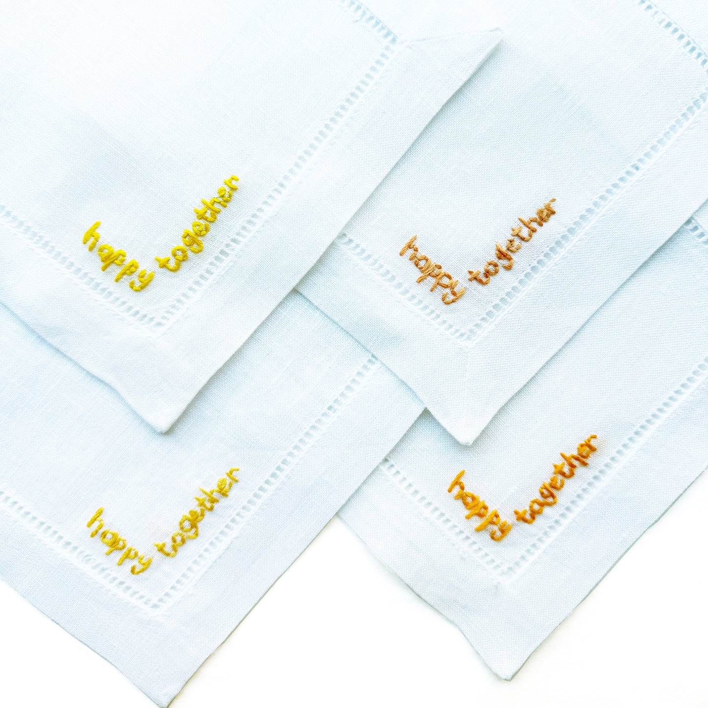 Hand Embroidered Cocktail Napkin Yellows