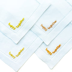 Hand Embroidered Cocktail Napkin Yellows