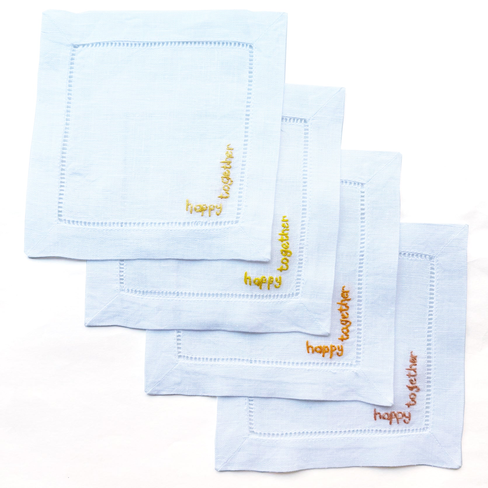 Hand Embroidered Cocktail Napkin Yellows
