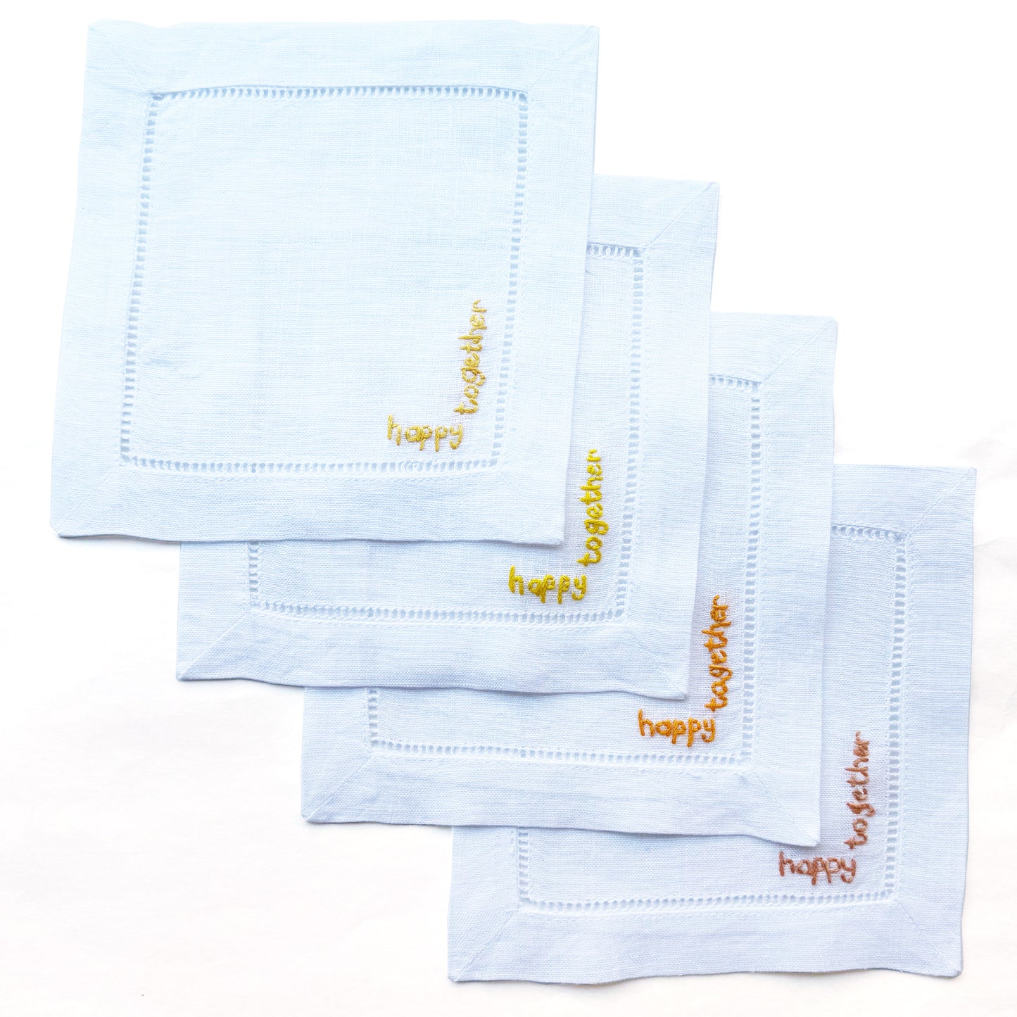 Hand Embroidered Cocktail Napkin Yellows