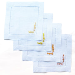 Hand Embroidered Cocktail Napkin Yellows