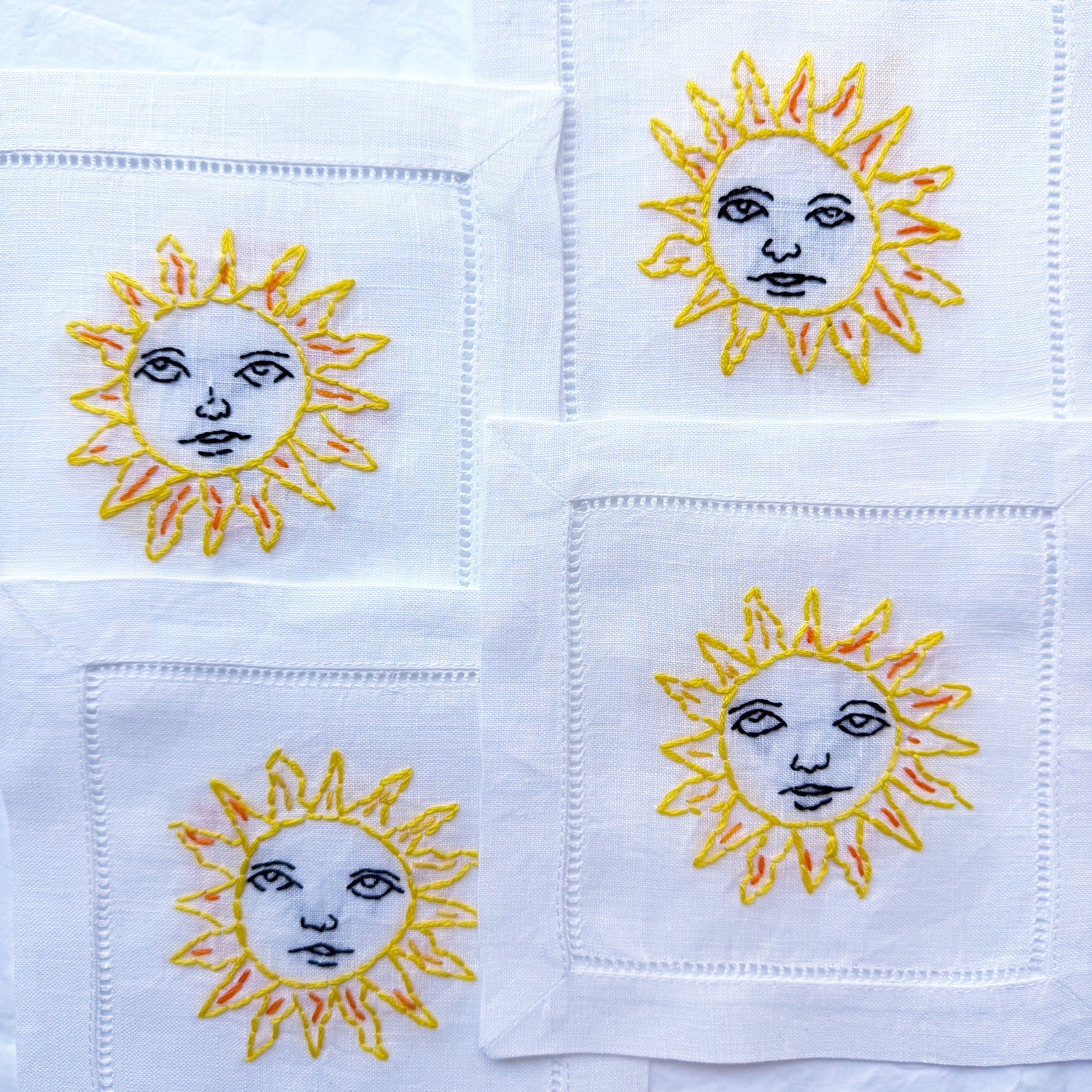 Hand Embroidered Sun Napkins