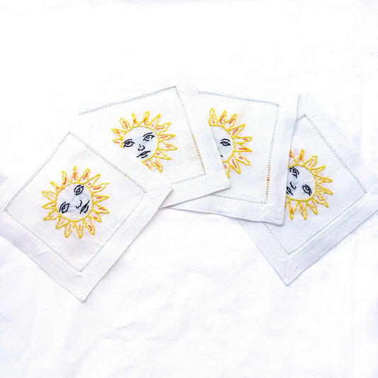 Hand Embroidered Sun Napkins